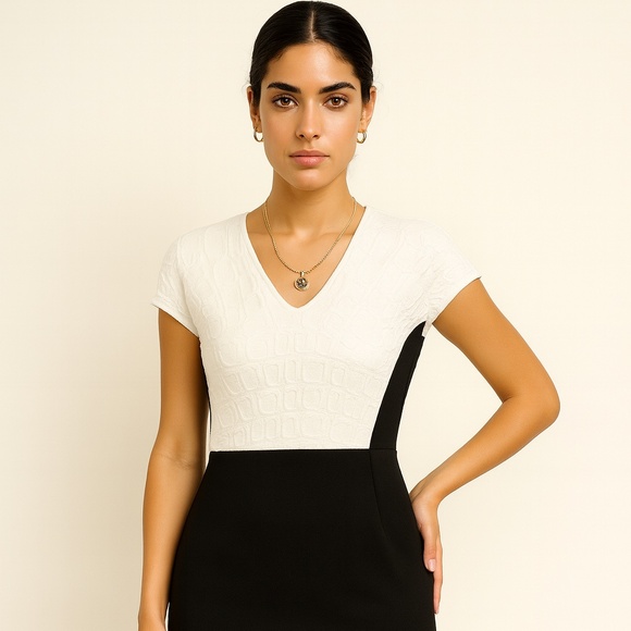 ππ·οΈ  St.John Black Lable Embossed CrocJacquard Knit Dress.-flattering πΊπΈ - Picture 4 of 13